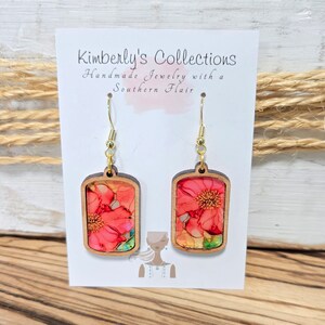 Floral Wood/Acrylic Flower Earrings