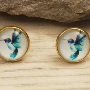 Blue Hummingbird Studs