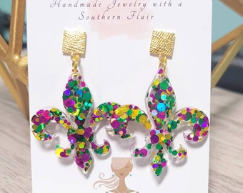 Mardi Gras Fleur-de-lis Earrings