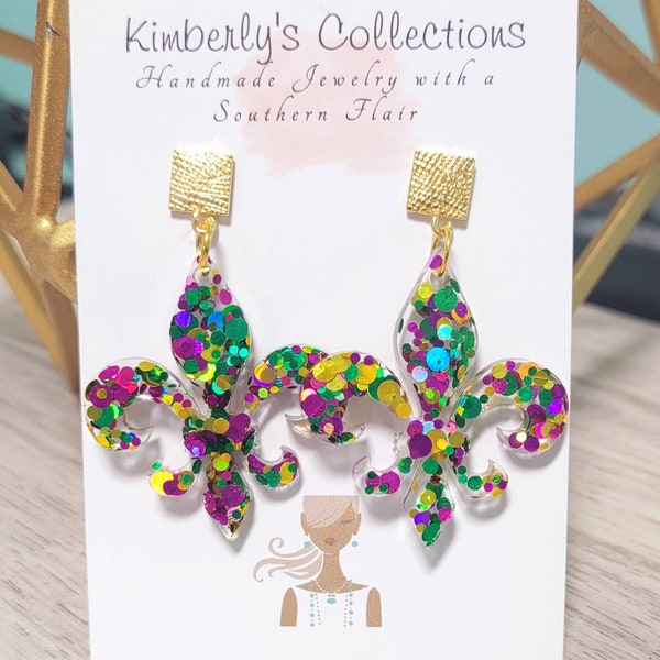 Mardi Gras Fleur-de-lis Earrings