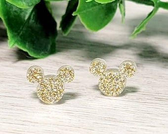 Tiny Light Gold Mouse Studs