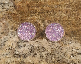 Light Violet Faux Druzy Studs