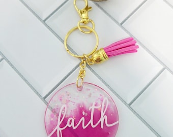 Pink Faith Keychain