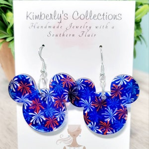 Red White & Blue Mouse Fireworks Earrings