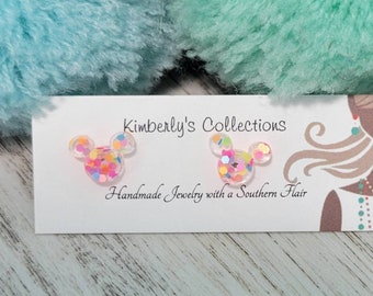 Petite Colorful Mouse Studs