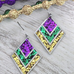 Mardi Gras Glitter Earrings