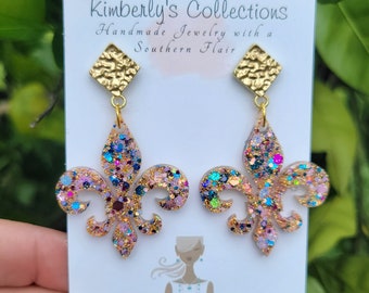 Sparkly Fleur-de-lis Earrings