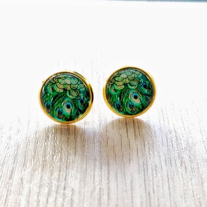 Colorful Peacock Studs