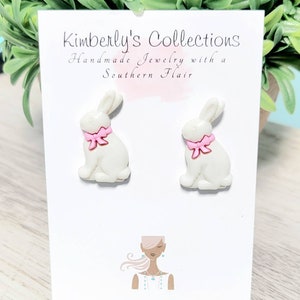White/Chocolate Bunny Earrings image 2