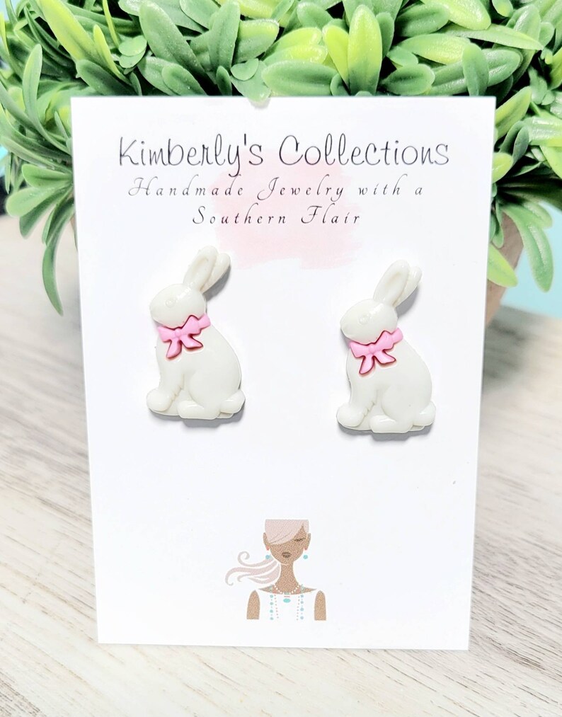 White/Chocolate Bunny Earrings image 2