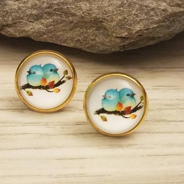 Cute Blue Bird Studs