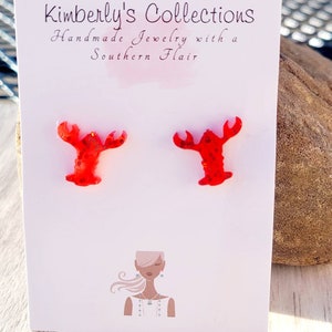 Red Glitter Crawfish Studs