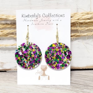 Circle Mardi Gras Earrings