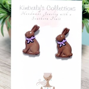 White/Chocolate Bunny Earrings image 4