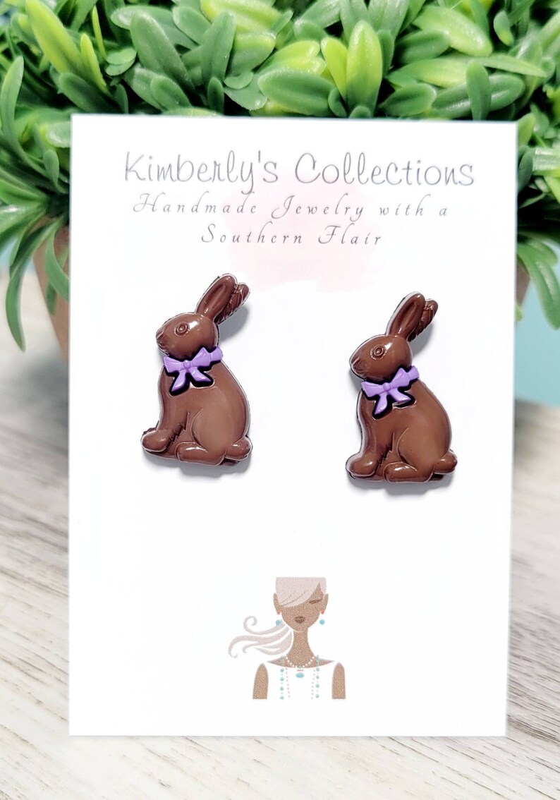 White/Chocolate Bunny Earrings image 4