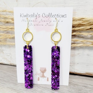 Purple Glitter Earrings