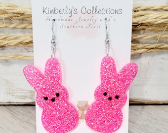 Hot Pink Glitter Easter Earrings