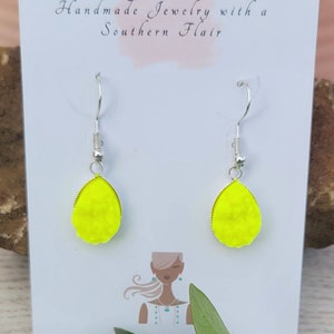 Neon Yellow Faux Druzy Earrings
