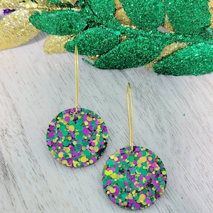 Circle Mardi Gras Earrings
