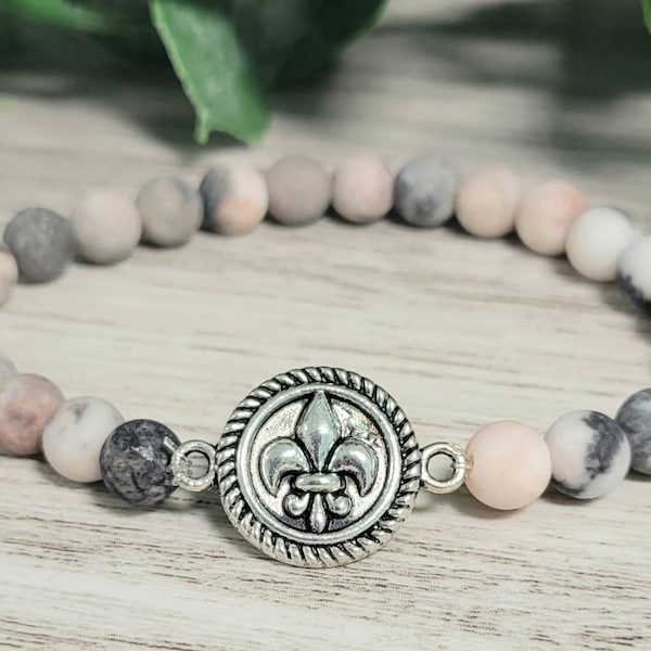 Natural Stone Fleur-de-lis Bracelet