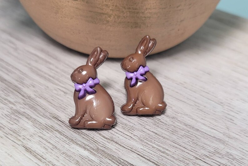 White/Chocolate Bunny Earrings Chocolate Bunny