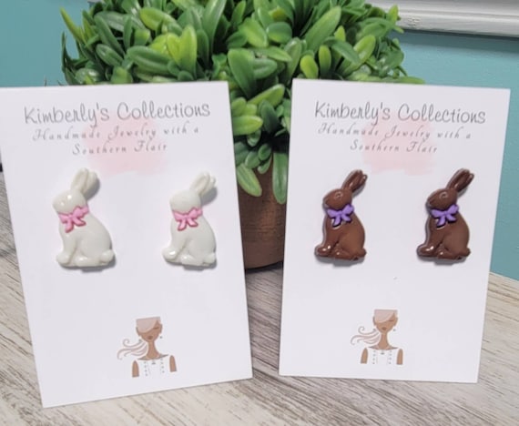 White/Chocolate Bunny Earrings