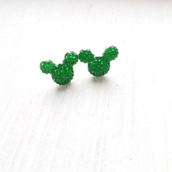 Emerald Green Mouse Studs