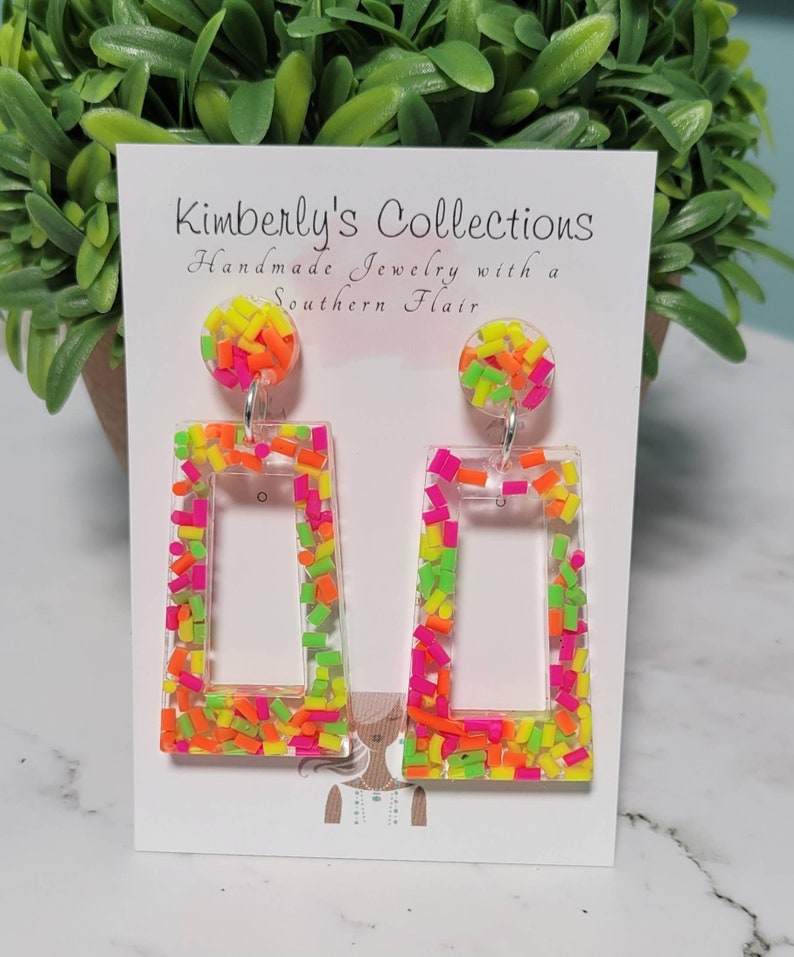 Colorful Neon Sprinkle Earrings image 1