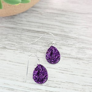 Bright Purrple Teardrop Earrings