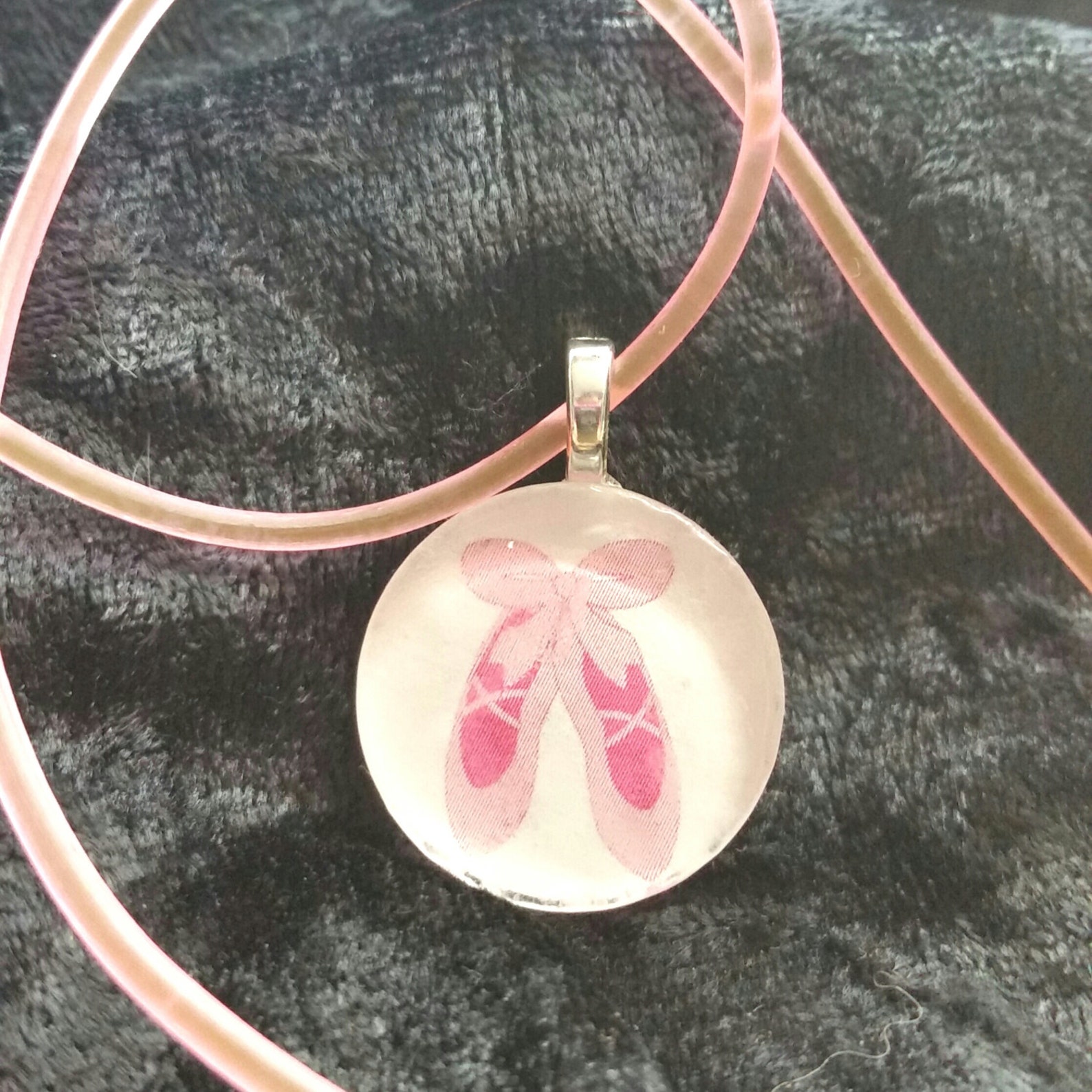 ballet glass tile pendant w/ matching rubber adjustable necklace