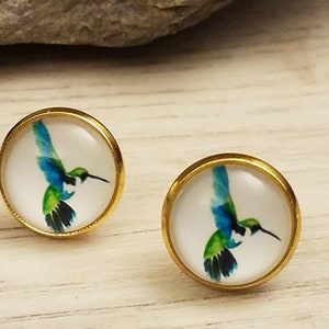 Green and Blue Hummingbird Earrings
