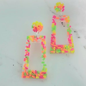 Colorful Neon Sprinkle Earrings image 2