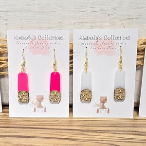 Wood and Acrylic Earrings