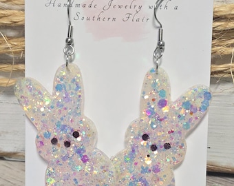 Pale Peach Glitter Easter Earrings