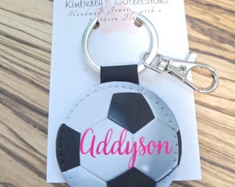 Personalized Soccer Ball Bag Tag | Custom Name Sports Keychain | Soccer Team Gift