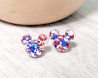 Red White and Blue Mouse Studs
