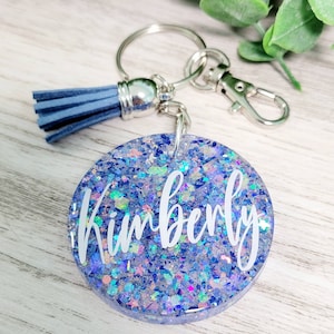 Personalized Sparkly Resin Keychain