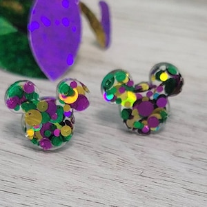 Mouse Mardi Gras Studs