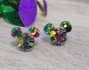 Mouse Mardi Gras Studs