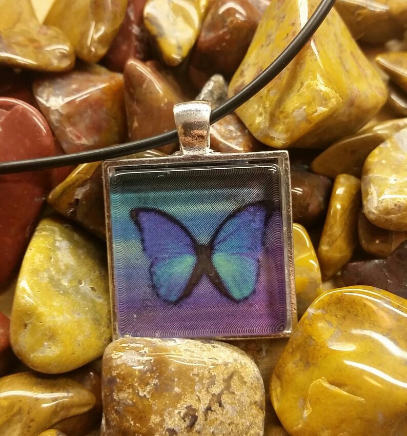 Purple and Blue Butterfly Pendant