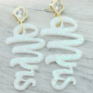 Mrs. Script Sparkly Earrings