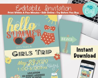 Girls trip invite Girls trip invitation Girls weekend invitation Girls Night Invitation Ladies day party ladies night Invitation Ladies trip