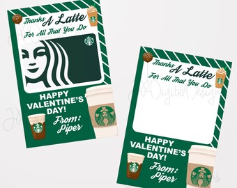 Starbucks Gift card Valentine Cards for Teachers Valentines Giftcard Teachers Valentines Card gift printable download Starbucks Valentine