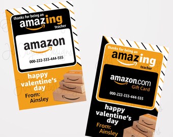 Amazon Gift card Valentine Cards for teachers Teachers Valentines Giftcard Teachers Valentines Card gift printable download Amazon valentine
