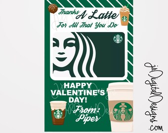 Coffee Giftcard Teachers Valentine's Cards valentines teachers gifts Valentine Cards for teachers Valentine's Gift card printable download