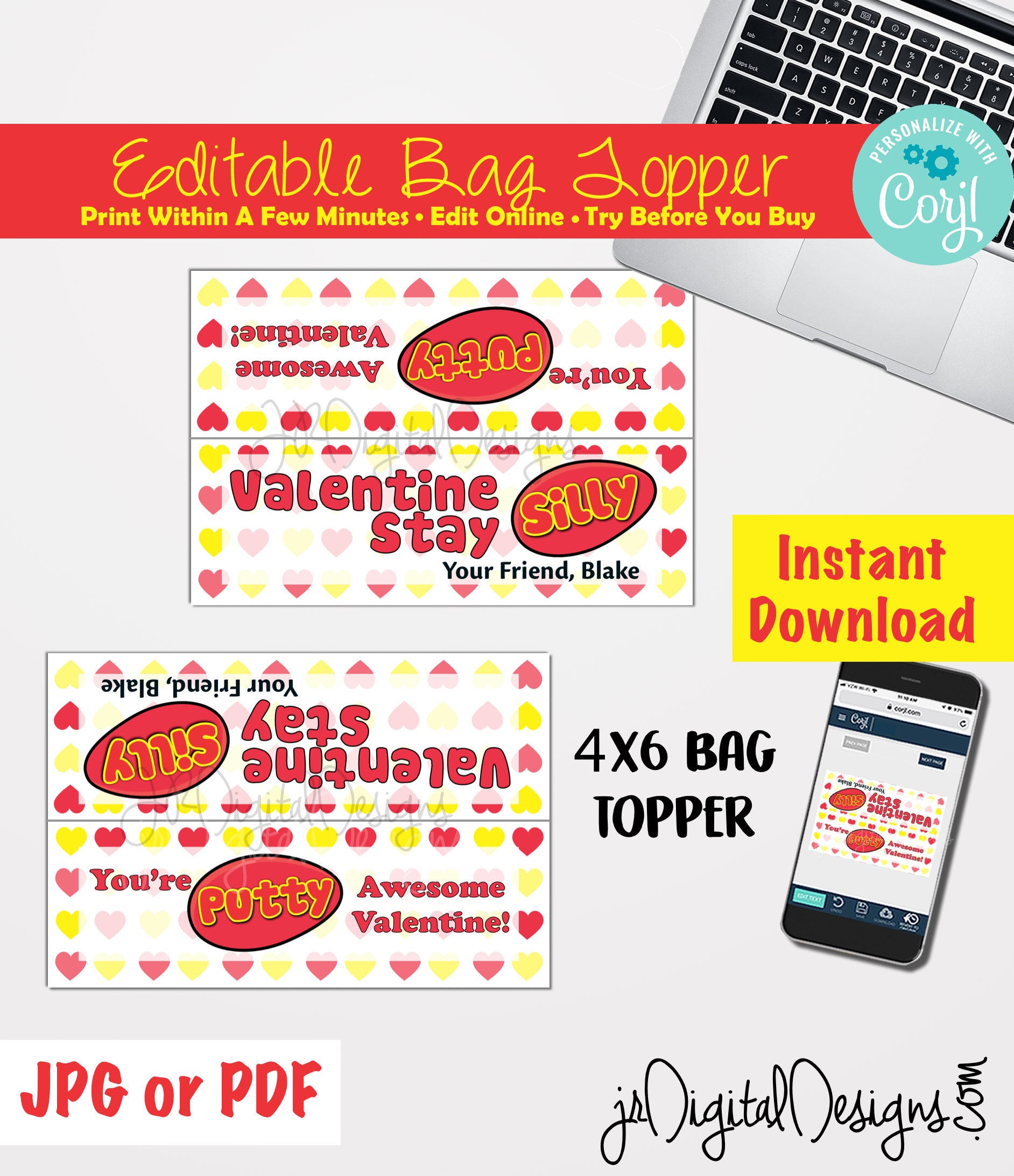 Silly Putty Valentines Day Printable Kids Valentines Day Silly Putty Valentines Day Cards