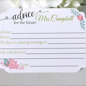 Advice for the bride, bridal shower advice cards, personalized bridal shower cards - set of 12