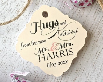 Personalized Kisses Favor Tags: Wedding Candy Labels (Set of 12)