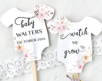 Baby shower watch me grow tags, personalized tags for plant favors, baby shower labels - set of 10