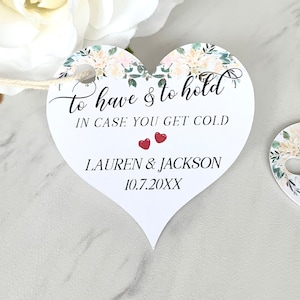 Wedding blanket tags, pashmina tags, to have and to hold in case you get cold tags, blanket favor tags - set of 12